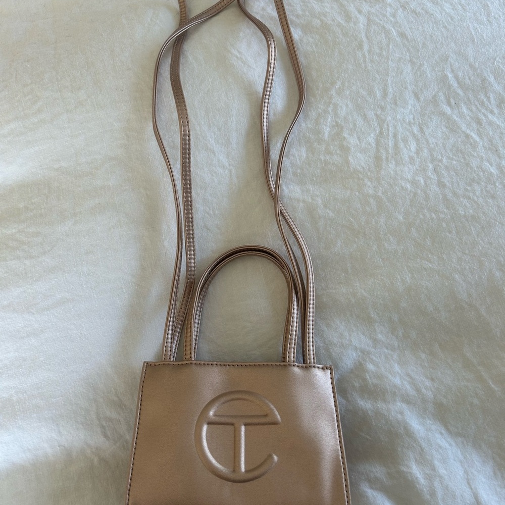 Telfar small rose gold crossbody bag